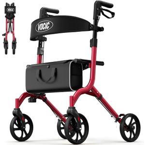 VOCIC Z27 Ultralight 12.7 lbs Rollator Walker with Seat for Seniors