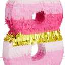 Number 8 Pinata, Pink and Gold for Girls 8th Birthday Party Decorations, Small, 16.5x11x3 in