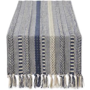 DII Farmhouse Braided Stripe Table Runner Collection, 15x72 (15x77, Fringe Included), French Blue DII Farmhouse Braided Stripe Table Runner Collection, 15x72 (15x77, Fringe Included), French Blue