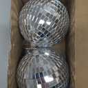 Disco Ball 4" Inch 2-Pack,Silver Hanging Ball with Attached String for Ring,Reflects Light,Fun Party Home Bands Decorations,Party Favor.