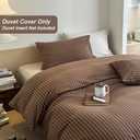 Duvet Cover Set Twin Size Brown Striped Bedding Set for Girls Boys,Modern Back to School Duvet Cover Kids with Zipper Closure and 1 Pillowcase