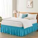 Entisn Teal Adjustable Bed Skirt for Full & Queen Size Bed - with 14 Inch Tailored Drop, Wrap Around Bed Skirts with Adjustable Elastic Belt for Easy Fitting - Wrinkle & Fade Resistant, Blue
