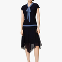 BABEYOND Gatsby Dress for Women - Chiffon Flapper Dress Low-Waist 1920s Roaring 20s Great Gatsby Party, Size 10, Navy Blue