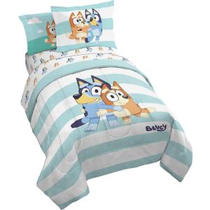 Jay Franco Bluey & Bingo 5 Piece Twin Size Bed Set Includes Comforter & Sheet Set, Super Soft Kids Bedding Fade Resistant Microfiber Official Bluey Product