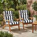 Outdoor High Back Patio Chair Cushions, Tufted Rocking Chair Cushions, Adirondack Cushions for Garden Porch Home Office Chair Use, 44 x 22 x 4, 2 Pack, Cabana Black