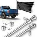 2 Packs 5 FT One-Piece Thickened Stainless Steel Flag Pole for Outside House, 80 MPH Heavy Duty Flagpole for Truck, Jeep, RV, Boat, Porch, Yard (Silver, Without Bracket and Flag)
