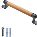 Dolibest 12" Wooden Barn Door Pull Handle, Wooden Fence Gate Pull Handle, 2 Durable Metal Support, Heavy Duty Sliding Door Handle for Gate Barn, Closet, Garage, Includes Install Hardware