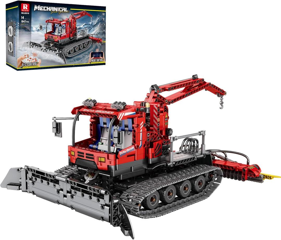 Reobrix Snow Groomer Building Blocks Set, RC Remote Control Snow Plow Toy, Truck Construction Vehicles Toy for Adults,Engineering Truck 22019, Birthday Gifts Ideas for Boys 14+