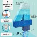 BLUE PANDA Pull String Pinata - Corrugated & Number 4 Pinata - Ombre Blue Tissue & 4 Year Old Birthday Decor - Easy Fill & 4 Year Old Boy Fun - Number 4, Ombre Blue - 16.5 x 12 x 3 in