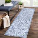 CAROMIO Hallway Runner Rug Vintage Runner Rugs Retro Floral Entryway Rugs, Washable Stain Resistant Non-Slip Rug Oriental Distressed Entrance Carpet for Laundry Kitchen, Blue, 2' x 6'