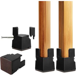 INFTYLE 4 PCS Adjustable Bed Risers 2 Inch, Black Chair Risers with Screw Clamp, Heavy Duty Sofa Tables Furniture Risers Fit for Square/Round Furniture Leg Diameters 0.8-1.6 inch, Supports 400 Lbs