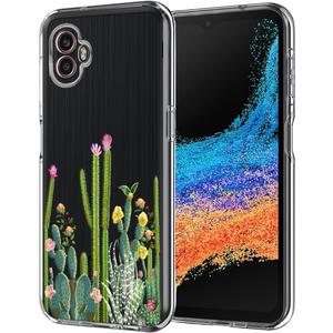 Unov Case Designed for Galaxy XCover6 Pro 5G, Crystal Clear Phone Case with [Anti-Slip Embossed Pattern], Shockproof Slim Protective [Anti-Yellowing TPU] Back Cover, Cactus Plant