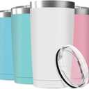 20oz Tumbler Vacuum Insulated Travel Mug with Lids, Stainless Steel Double Wall Thermal Coffe Cup for Home, Office, Outdoor Suitable for Vehicle Cup Holders (6 Count (Pack of 1), Assorted Colors)