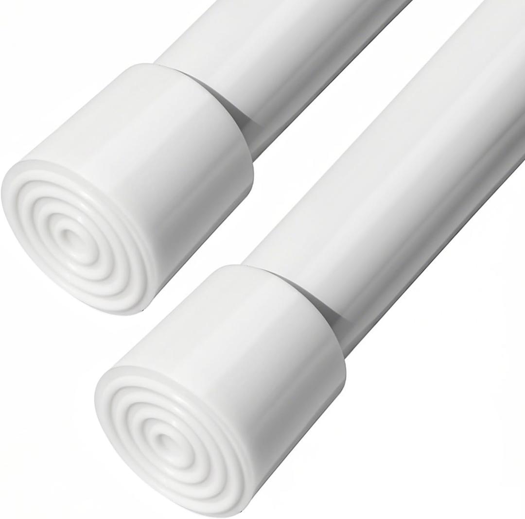 Spring Tension Curtain Rods Small Tension Rod Adjustable Curtain Rod No Drilling for Window (White, 26" to 39"-2Pack