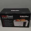 Mueller UltraToast Full Stainless Steel Toaster 4 Slice, Long Extra-Wide Slots for Bagels and Waffles, 6 Browning Levels, LED Display, Cancel/Defrost/Reheat Functions & Removable Tray, Kitchen Gadgets