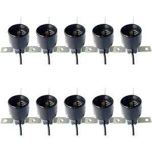 E17-SKT-BL Light Bulb Sockets, Intermediate Base E17 Light Bulb Lampholders, 4 Inch Wire Leads, 75 Watts 250 Volts, Keyless Phenolic, UL Listed, 10-Pack
