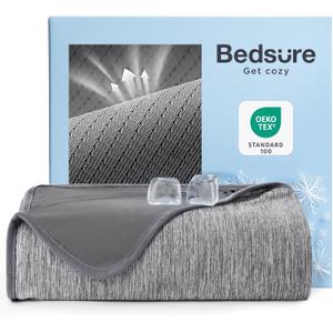 Bedsure Summer Cooling Blanket for Hot Sleepers with Sports Mesh Design, Arc-Chill Q-Max 0.4 Lightweight Breathable Ice Cold Blanket Throws for Night Sweats, 50 x 70 Inches, Mesh Grey