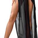 Verdusa Women's Chiffon Beach Swimsuit Cover Up Split Thigh Bikini Maxi Skirt (Medium, Black)