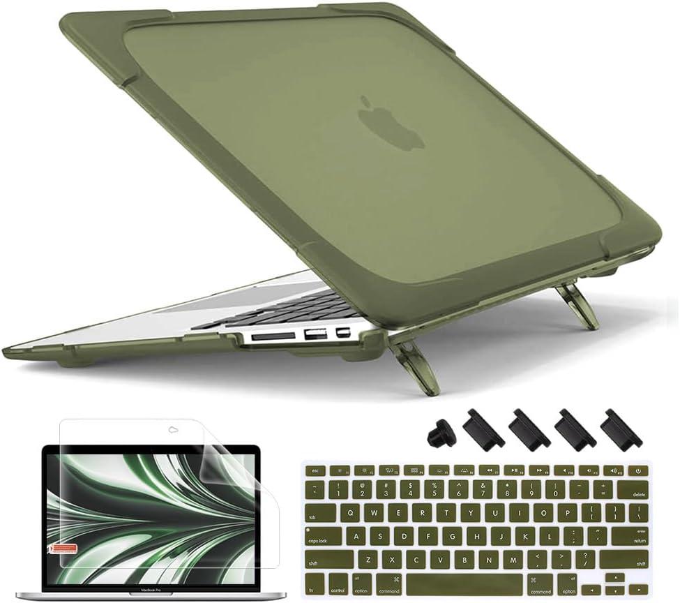 Mektron for MacBook Air 13 Case A1466 A1369, [Heavy Duty] [Dual Layer] Hard Case Cover with TPU PC Bumper for MacBook Air 13.3-inch (2010-2017) w/Keyboard Cover Screen Protector, Avocado Green