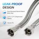 8FT Refrigerator Water Line Premium Stainless Steel Braided Ice Maker Water Hose with 1/4" Fittings for Refrigerator Ice Maker