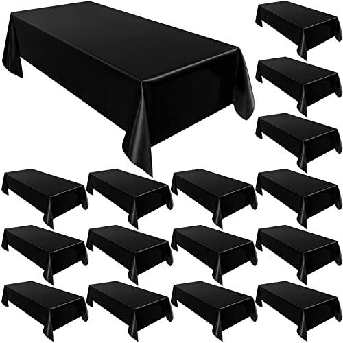 Moukeren 14 Pack Rectangle Tablecloths 58 x 102 Inch Table Cloth Reusable Washable Polyester Table Clothes Bulk for 6 ft Tables for Wedding, Party, Restaurant (Black)