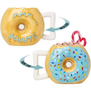 Comfify Ceramic Donut Mug  Chocolate Glaze with Sprinkles  Funny MMM... Donuts! Quote  14 oz Coffee Cup (Blue)