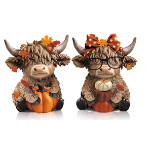 2 Pcs Fall Highland Cow Figurines Resin, Autumn Tabletop Decor
Cute Seasonal Home Decorations for Mantel Shelf Desk, Thanksgiving Harvest Theme Ornaments, Office Decorative Accents