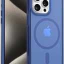 ArtsEvo Strong Magnetic for iPhone 15 Pro Max Case, Compatible with MagSafe, 360° Military-Grade Protection, Slim Translucent Matte Phone Case, Blue, Pack of 2
