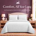 Queen Quilt Bedding Set - Cloud Soft All-Season Bedspread 3 PC w/Shams, Bed Quilt Queen Size Coverlet - Oversized, Light Weight, Ultra Durable, Easy Care - 90 x 96 in (White)