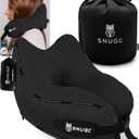 SNUGL Travel Pillow  Neck Pillow Airplane, Travel Pillows for Airplanes, Neck Pillows Memory Foam  Road Trip Essentials for Adults  Traveling Essentials - Gifts for Travelers Men & Women (Jet Black)