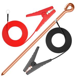 Portable Ground Rod with Electric Fence Wire, Solar Fence Charger Electric Fence Kit Connect Electric Fence Jumper Leads with Crocodile Clip for Electric Fence Connectors Solar Electric Fence