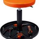 VEVOR Mechanic Stool, 250 LBS Rolling Pneumatic Creeper Garage/Shop Seat, Adjustable Height 16-22 inch in Padded Rolling Workshop Stool with Tool Tray, for Garage, Shop, Auto Repair, Black+Orange