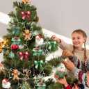 2 x Yookeer 36 Pcs Christmas Wood Ornaments Christmas Tree Santa Claus Candy Cane Gingerbread Man Bow Hanging Ornaments Vintage Farmhouse Xmas Decoration Tags with Rope Decor