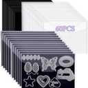 60 PCS Large Stamp and Die Storage Bag with Rubber Magnetic Sheets,0.5mm Thickeness Magnetic Sheets for Craft Storage,9.4x7inch Clear Craft Die Storage Envelopes Arts Crafts Scrapbooking Supplies