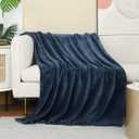 Dark Dusty Blue Stone Blue Throw Blanket Flannel Fleece Throw Size 50 by 60 Inches for Couch Sofa Bed 280GSM,Super Soft Plush Cozy and Luxury Warm Bed Blanket for All Season