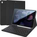 iPad 9th Generation Case with Keyboard, 10.2 inch Slim Smart Case Built-in Pencil Holder Folio Stand Cover Detachable Bluetooth Keyboard for iPad Keyboard Case 9th/8th/7th and iPad Pro 10.5" (Black)