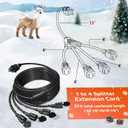 Eversimpleinc Black 1 to 4 Splitter Extension Cord (Combined 31 FT, End to End 13 FT), 3 Prong Plug with 4 Extended Outlets, with Weatherproof Covers for Indoor and Outdoor