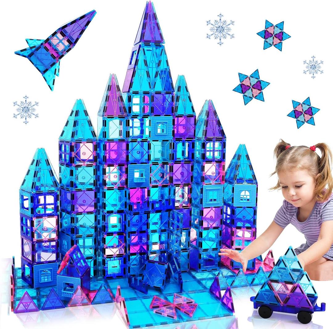 Magnetic Tiles Kids Toys for 3 4 5 6 7 8+ Year Old Boys Girls Toys Castle Princess Magnetic Building Blocks Educational Toddler Gifts Toy Age 2-4 5 6-8 Year Old Girl Boy Birthday 47pcs