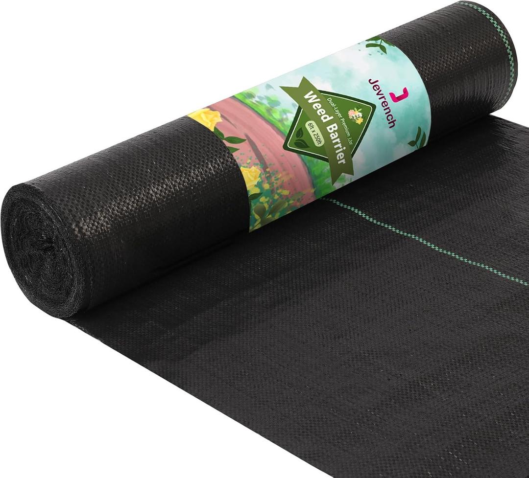 Jevrench 3.2 oz Heavy Duty Weed Barrier Landscape Fabric, 6 x 250 ft