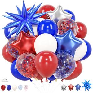 2 x 58pcs Red White Blue Balloons Fourth Of July Decorations 12 Inch 4th Of July Balloon for Independence Day Party Supplies Memorial Day Veterans Day Patriotic Theme Birthday Backdrop Decor Supplies