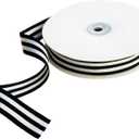 Striped Fabric Grosgrain Ribbon 3/4 Inch Wide 25 Yards Black Black and White Striped Ribbon for Bouquet Festival Gifts Wraps Supplies Craft Trim Embellishments Decoration Hair Bow