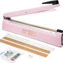 METRONIC Impulse Sealer 16 inch, Manual Heat Sealer Machine for Plastic Bags, Shrink Wrap Bag Sealers Heavy Duty Sealing Machine with Repair Kit (Pink)