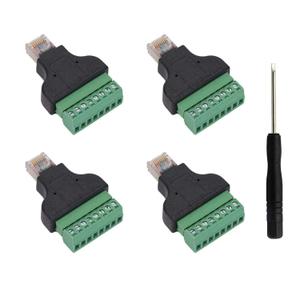 Teansic 4PCS RJ45 Screw Terminal Adapter Block, RJ45 Ethernet Male to 8 Pin Connector for CCTV DVR Cat5 Cat6 Cat7