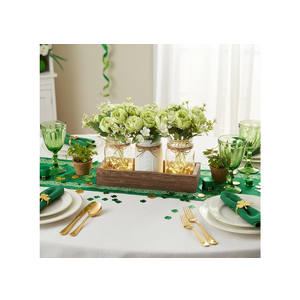 Mkono Mason Jar Lights Centerpiece Table Decorations for Dining Room Farmhouse Coffee Table Decor, Wood Tray with 3 Jars Flowers for St. Patrick's Day, Easter, Spring Home DecorAmazon's Choice