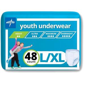 Medline Drytime Disposable Protective Youth Underwear, Large/XL, 12 Count Medline Drytime Disposable Protective Youth Underwear, Large/XL, 12 Count