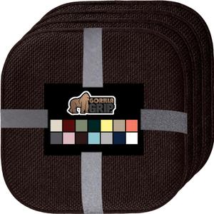 GORILLA GRIP Slip Resistant Chair Cushions, No Ties Required, Memory Foam Pads for Dining Room, Kitchen Table, Office, Rocking Chairs, Plush Seat Cover Cushion Pad, Home Decor, Set of 4, 16x16, Brown (Brown)