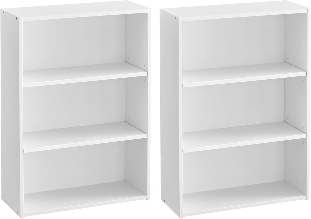 VASAGLE Set of 2 3-Tier Bookshelves, 23.6 Inches Wide