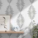Guvana 17.3"x 394" Grey Wallpaper Vintage Peel and Stick Wallpaper Gray Leaf Pattern Contact Paper Self Adhesive DIY Removable Textured Wall Paper for Accent Wall Cabinets Decor