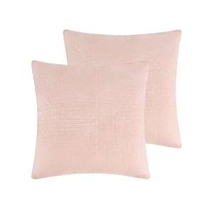 Levtex Home - Cross Stitch - 100% Cotton - Euro Shams Set of Two - (26x26in.), No Insert - Blush