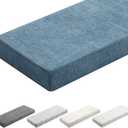 Leinuosen Bench Cushion 42x16x4 Inch for Indoor Furniture Weaving Texture Chenille Kitchen Bay Window Non Slip Seat Cushion Tufted Thicken Pad for Patio Porch, Mudroom Entryway (Haze Blue)